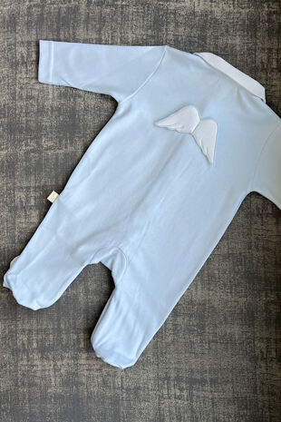 Baby Gi blue cotton angel wing babygrow