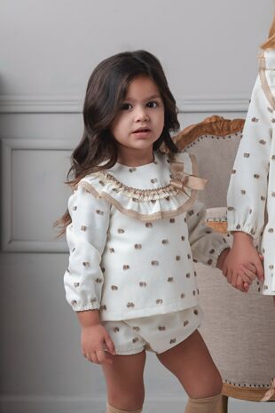 Rochy cream and camel jam pants set