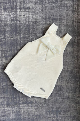 Condor cream velvet bow romper 