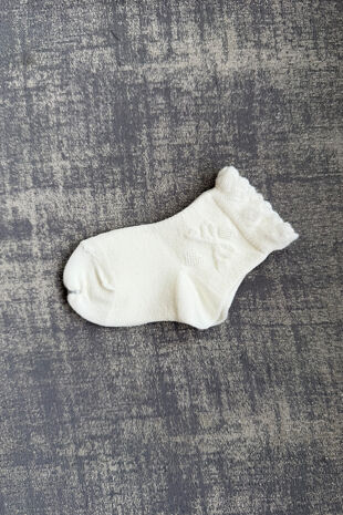 Condor ivory embossed bow sock