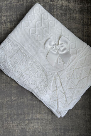Juliana white bow blanket