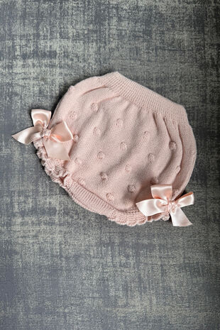 Juliana nude pink knitted bow jam pants