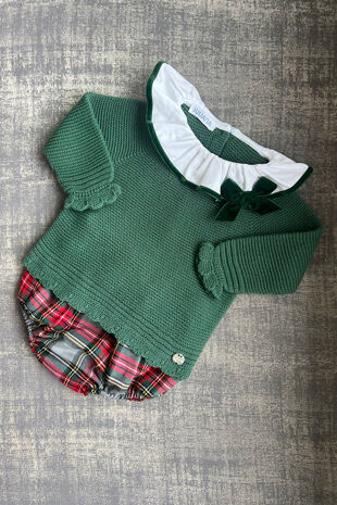 Juliana girls green tartan jam pants set