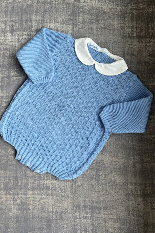 Juliana boys blue knitted romper