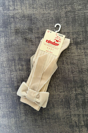 Condor lino coquette velvet bow knee sock