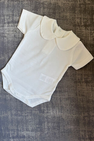 Calamaro cream short sleeve peter pan vest