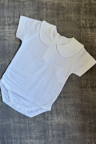Calamaro white short sleeve peter pan vest