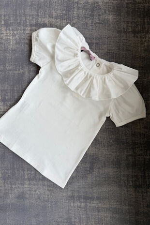 Phi ivory frill collar t shirt 