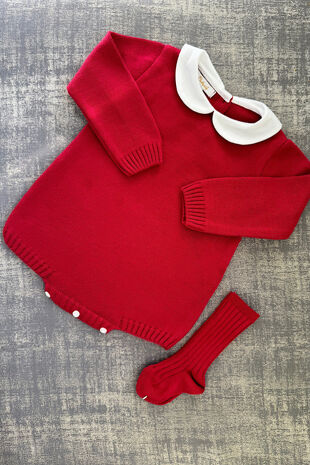 Aurea cherry peter pan collar romper