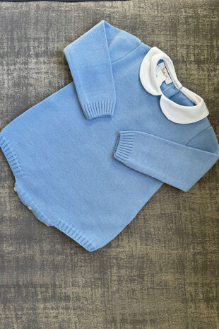 Aurea dusky blue peter pan collar romper