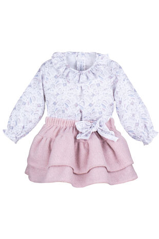 Calamaro dusky pink skirt set