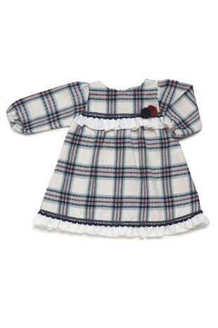 Juliana cream, navy and red tartan dress
