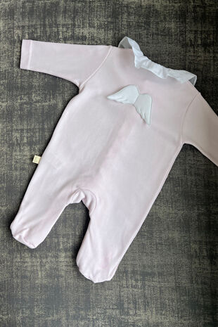 Baby Gi pink cotton frilly angel wing babygrow