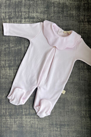 Baby Gi pink pique collar cotton babygrow