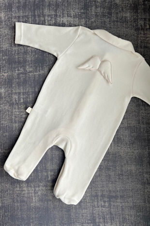 Baby Gi beige cotton angel wing babygrow