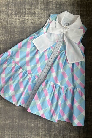 Rochy blue and pink bow dress