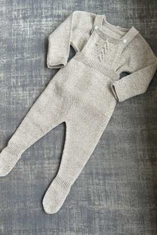 Beige knitted two piece set