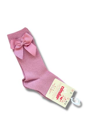 Condor dusky pink bow knee-high socks