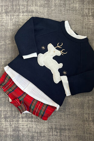 Valentina boys tartan reindeer set
