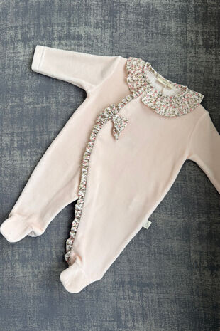 Baby Gi peach floral babygrow