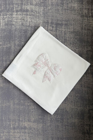 Baby Gi ivory pink bow muslin