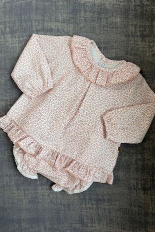 Calamaro pink floral dress and knickers set