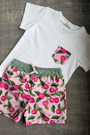Rochy boys cherry print swim short and t shirt set