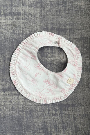 Baby Gi ivory bib with pink bow