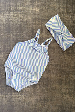 Calamaro blue striped swimsuit