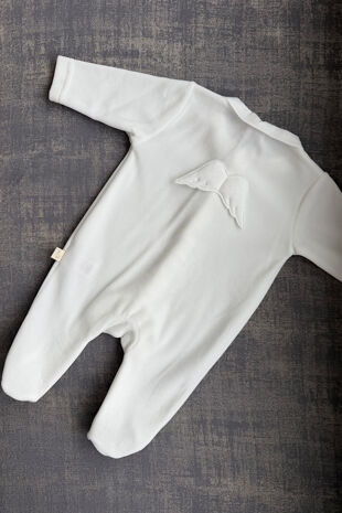 Baby Gi ivory velour angel wing babygrow