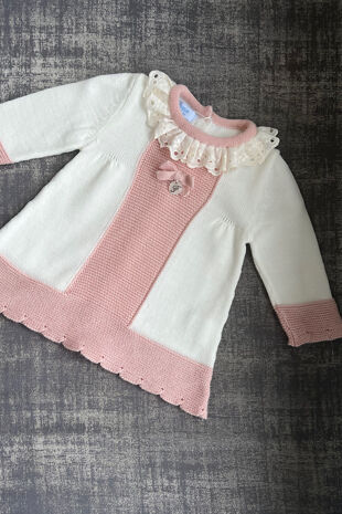 Foque cream and pink knitted dress