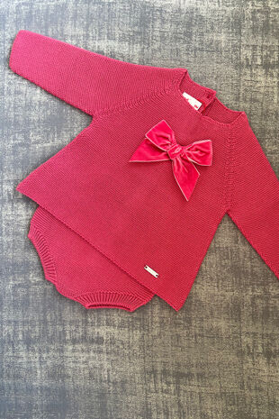 Condor carmine bow knitted set