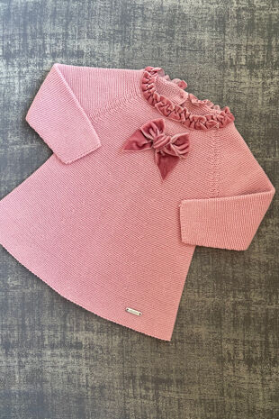 Condor dusky pink velvet bow dress
