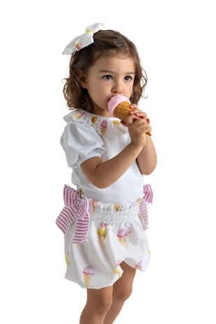 Meia pata ice cream print short set