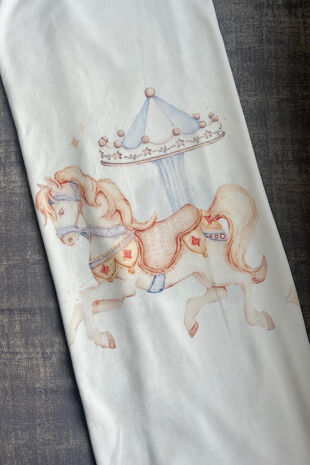 Jamiks blue velour carousel swaddle blanket