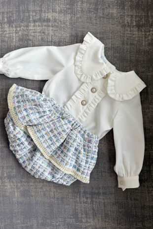 Rochy blue tweed jam pants set