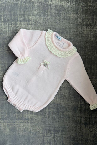 Juliana pink and cream knitted romper