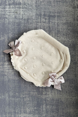 Juliana beige knitted bow jam pants