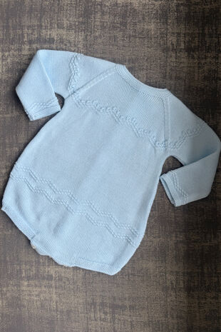 Babydif blue long sleeve knitted romper