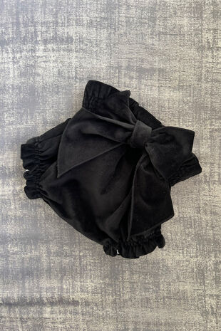 Phi black velvet bow jam pants