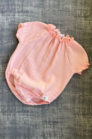 Calamaro peach cheesecloth romper