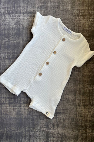 Calamaro white cheesecloth button romper