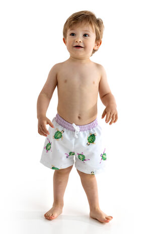 Meia Pata boys turtle print swim trunks