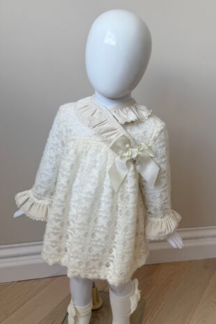 Foque ivory bow dress and knickers set