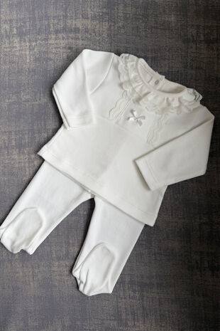 Rapife ivory lace trim two piece set