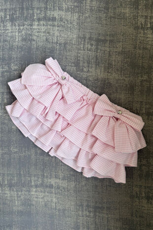 Be chic pink gingham skort