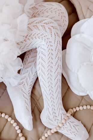 Condor white perle openwork tights