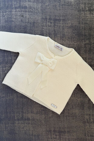 Condor cream velvet bow cardigan
