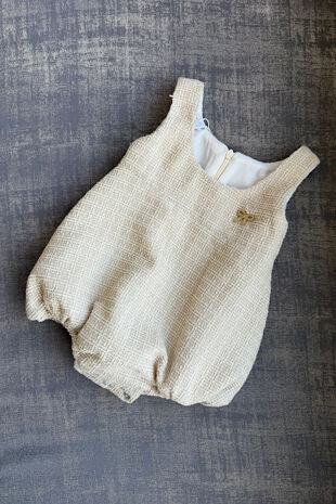 Be Chic beige boucle bow romper