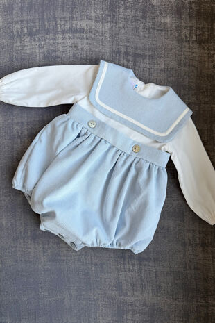 Be Chic blue cord sailor romper